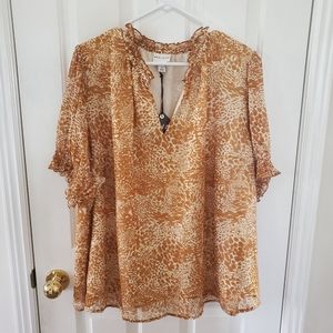 AVA & VIV Camel colored blouse 2X.